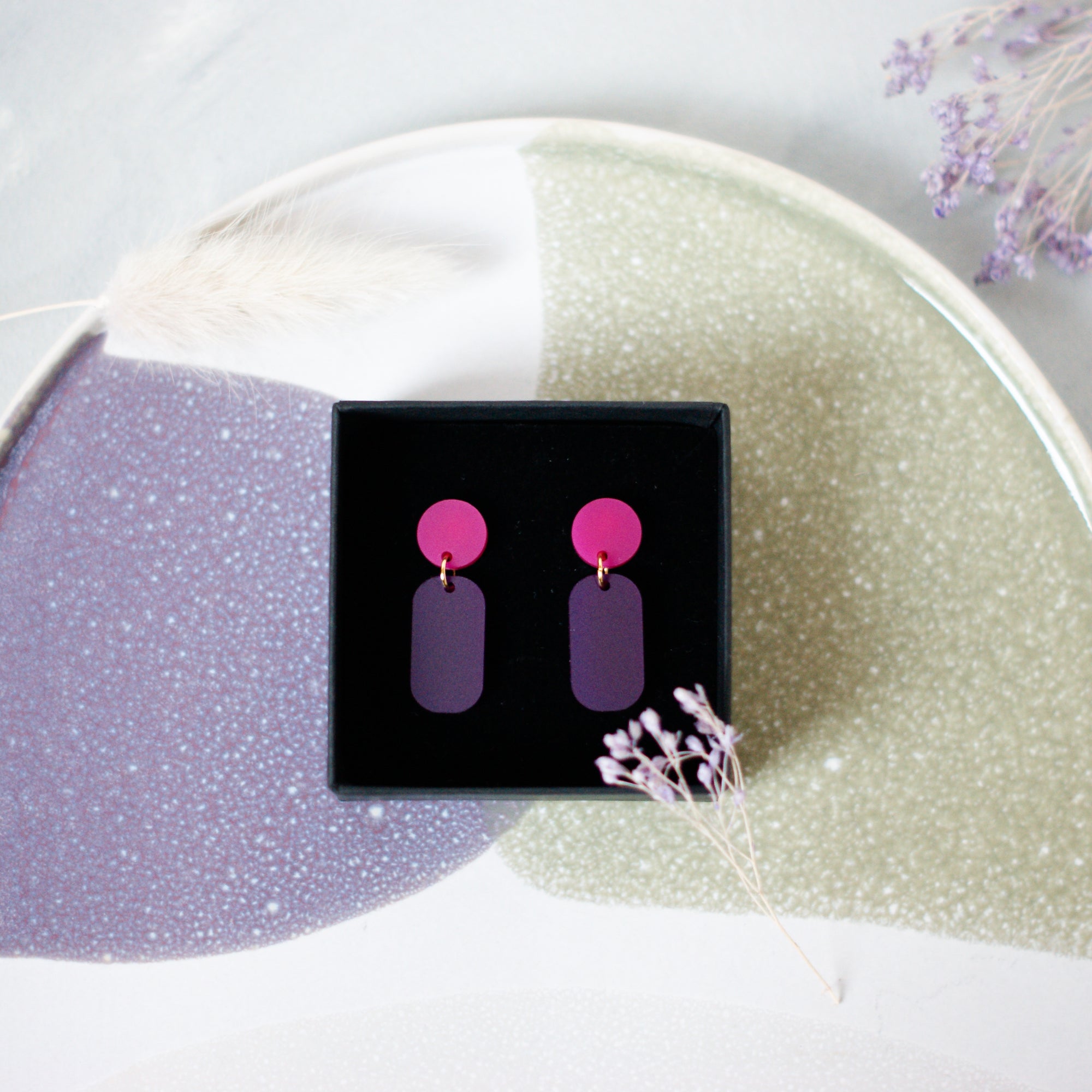 STADION Dark Purple/Pink - Ohrringe aus Acryl