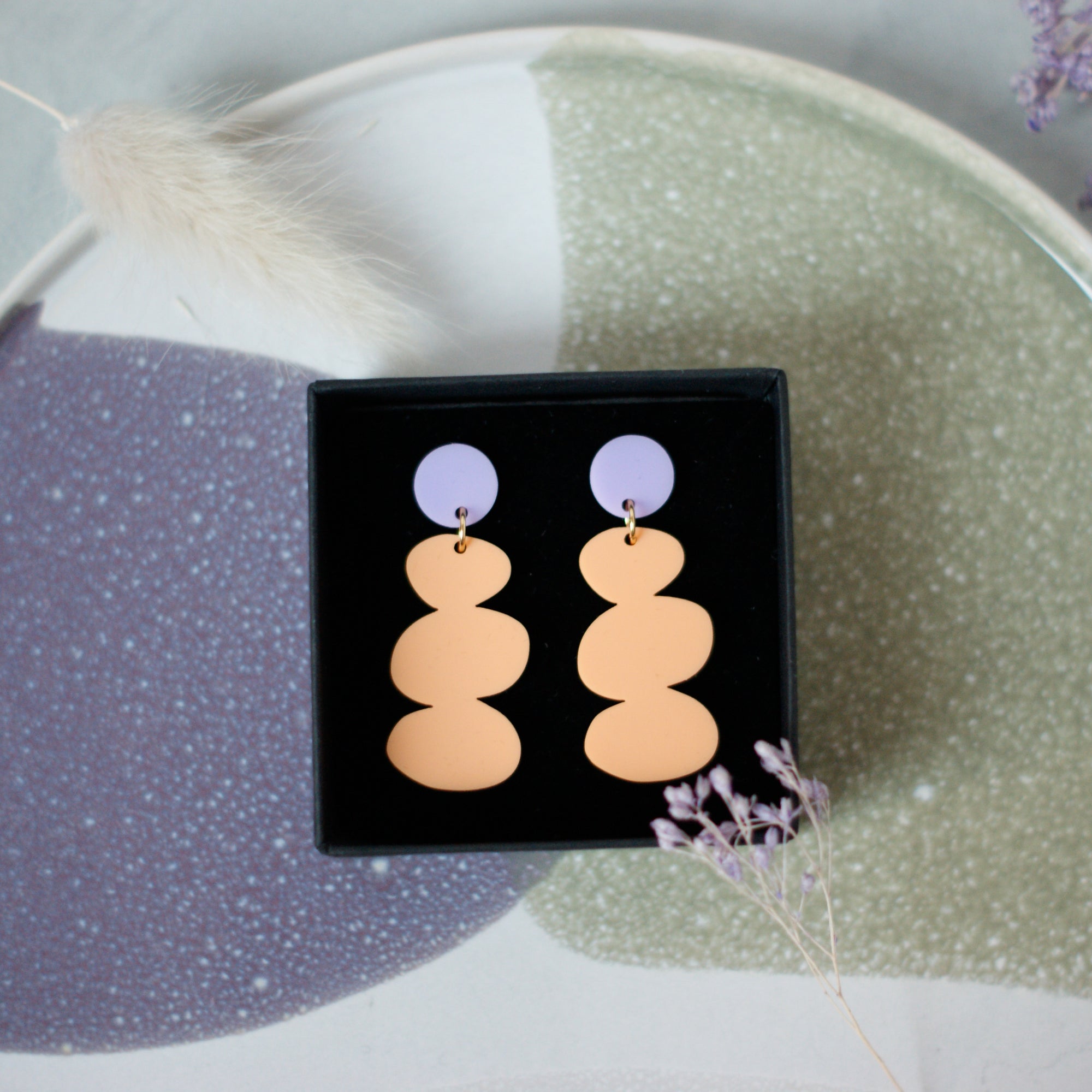 PEBBLE Cantaloup/Flieder - Ohrringe aus Acryl