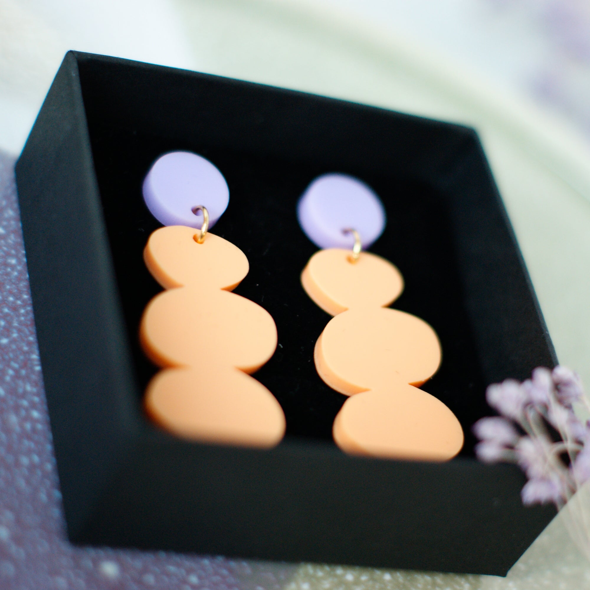 PEBBLE Cantaloup/Flieder - Ohrringe aus Acryl